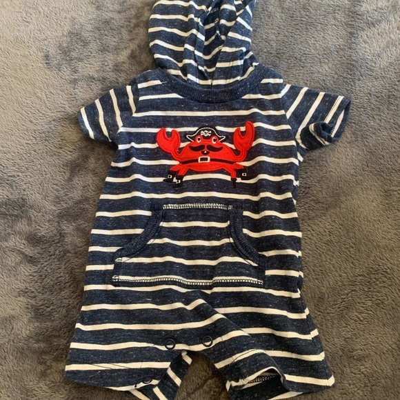 Carter's Other - Carter's Navy and White Striped Newborn Romper
